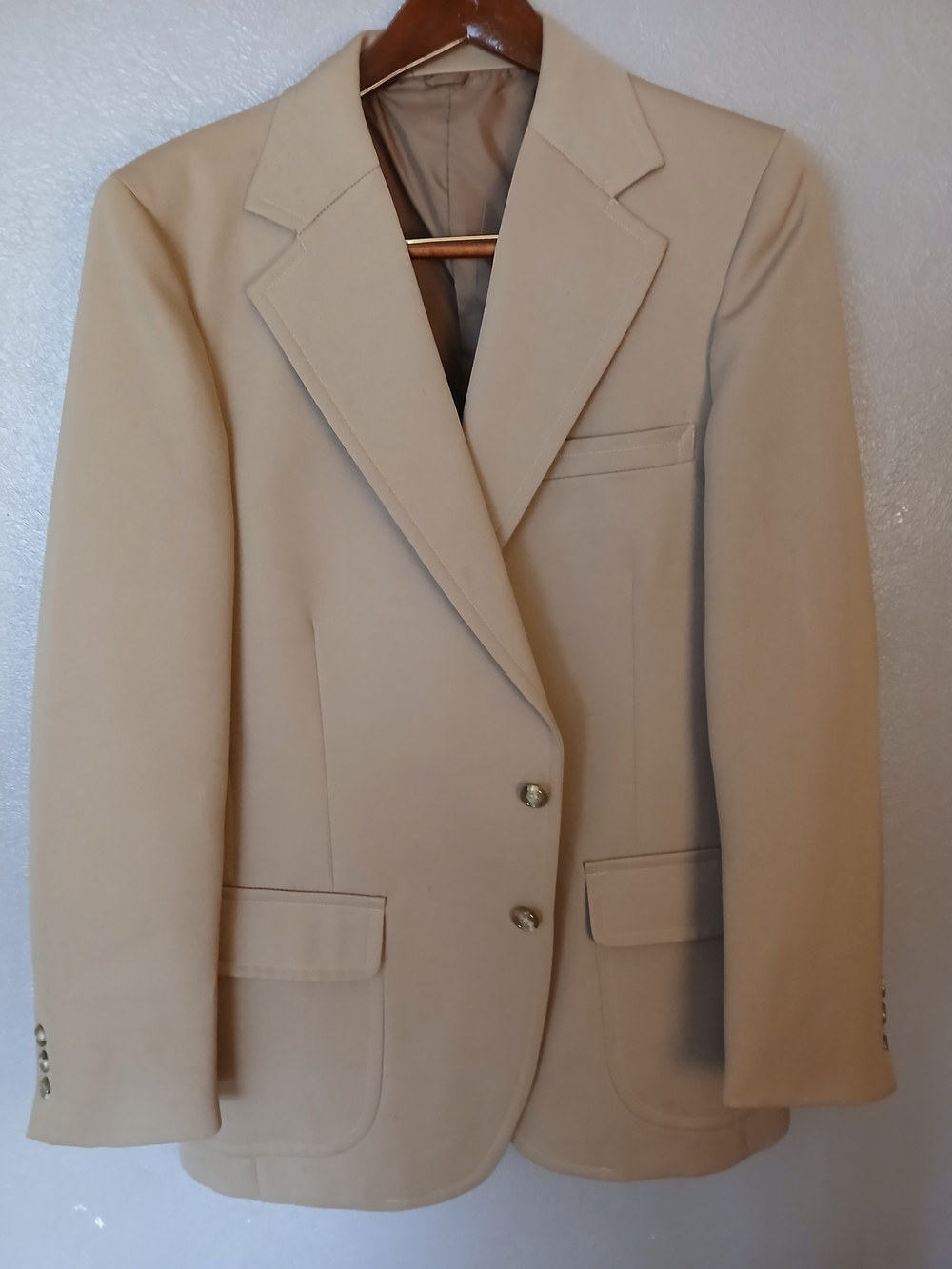 Vintage Sears, Roebuck & Co. Beige Men's Blazer Jacket - Classic Single-Breasted